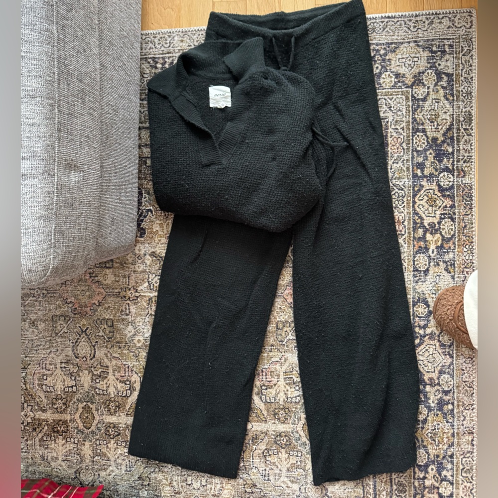 aerie Black Cozy Knit Lounge Set - Sweater & Pants